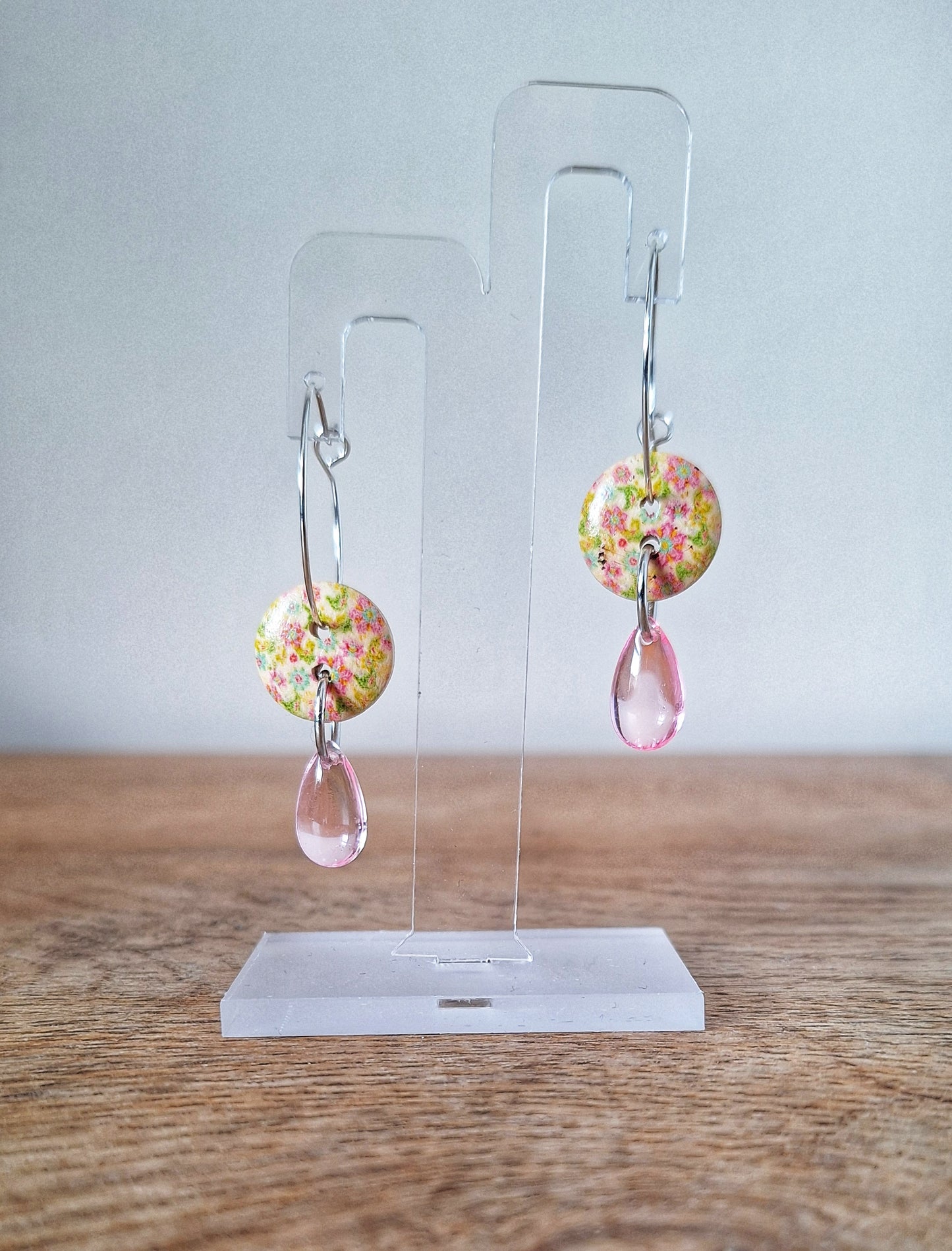 Meriel Silver Button Hoops