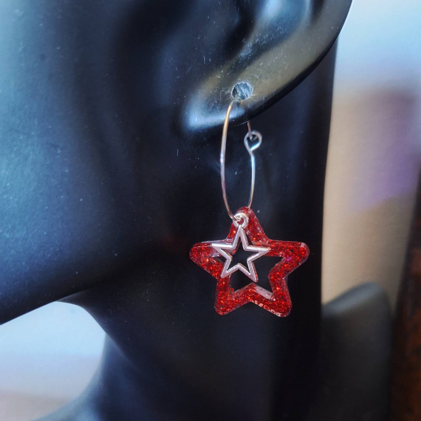 Thea Red Star Earrings