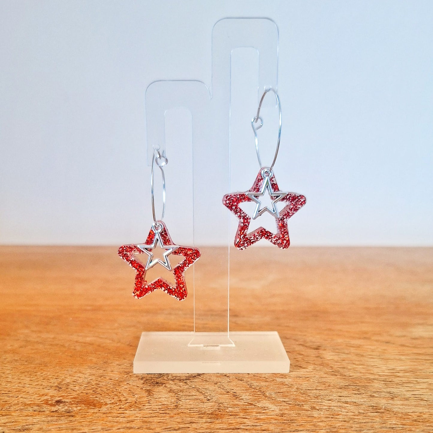Thea Red Star Earrings