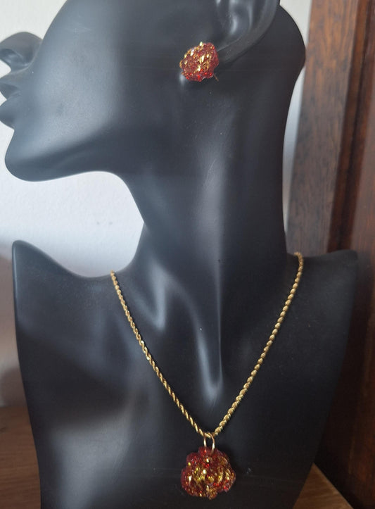 Rosalita Red Earrings and Necklace Set
