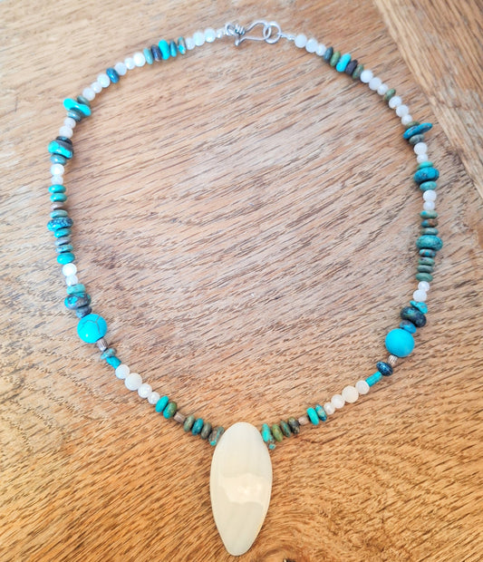 Turquoise, Moonstone and Shell Necklace