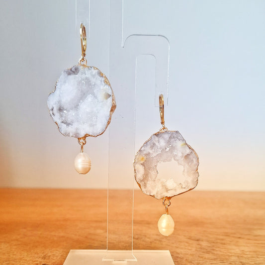 Juno Quartz and Pearl Earrings