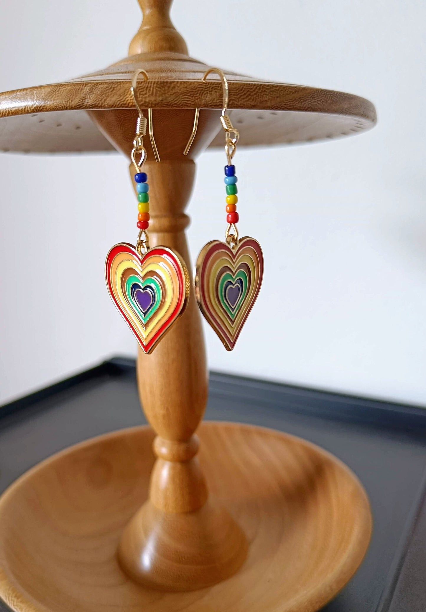 Gold Rainbow Heart Earrings