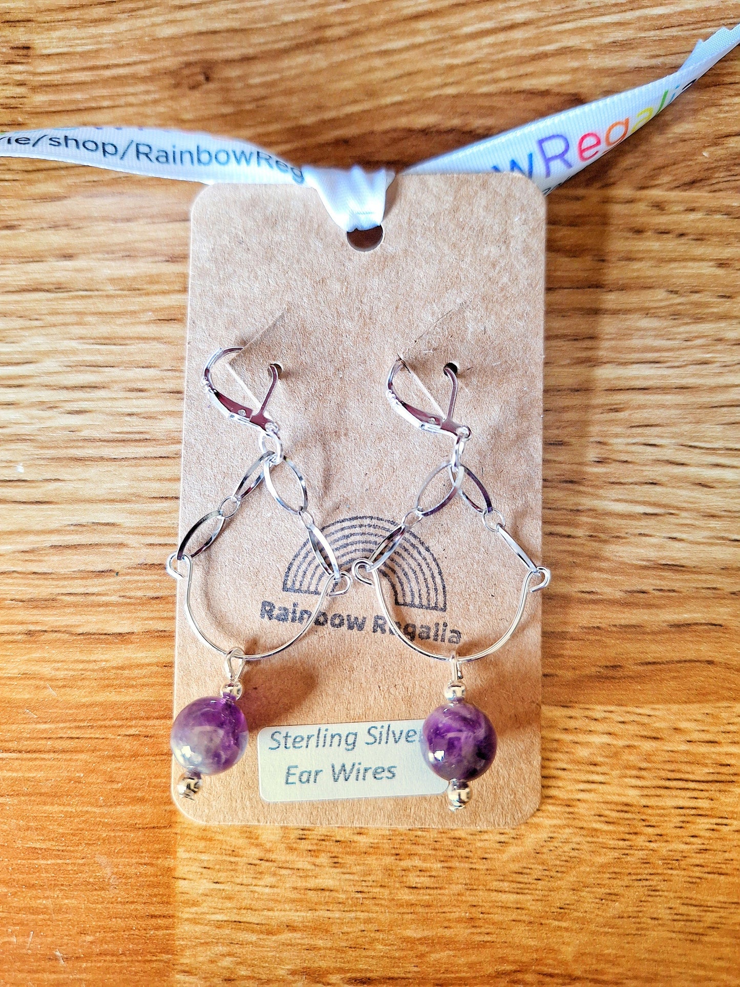 Heather Chandelier Earrings with amethyst beads on sterling silver ear wires.