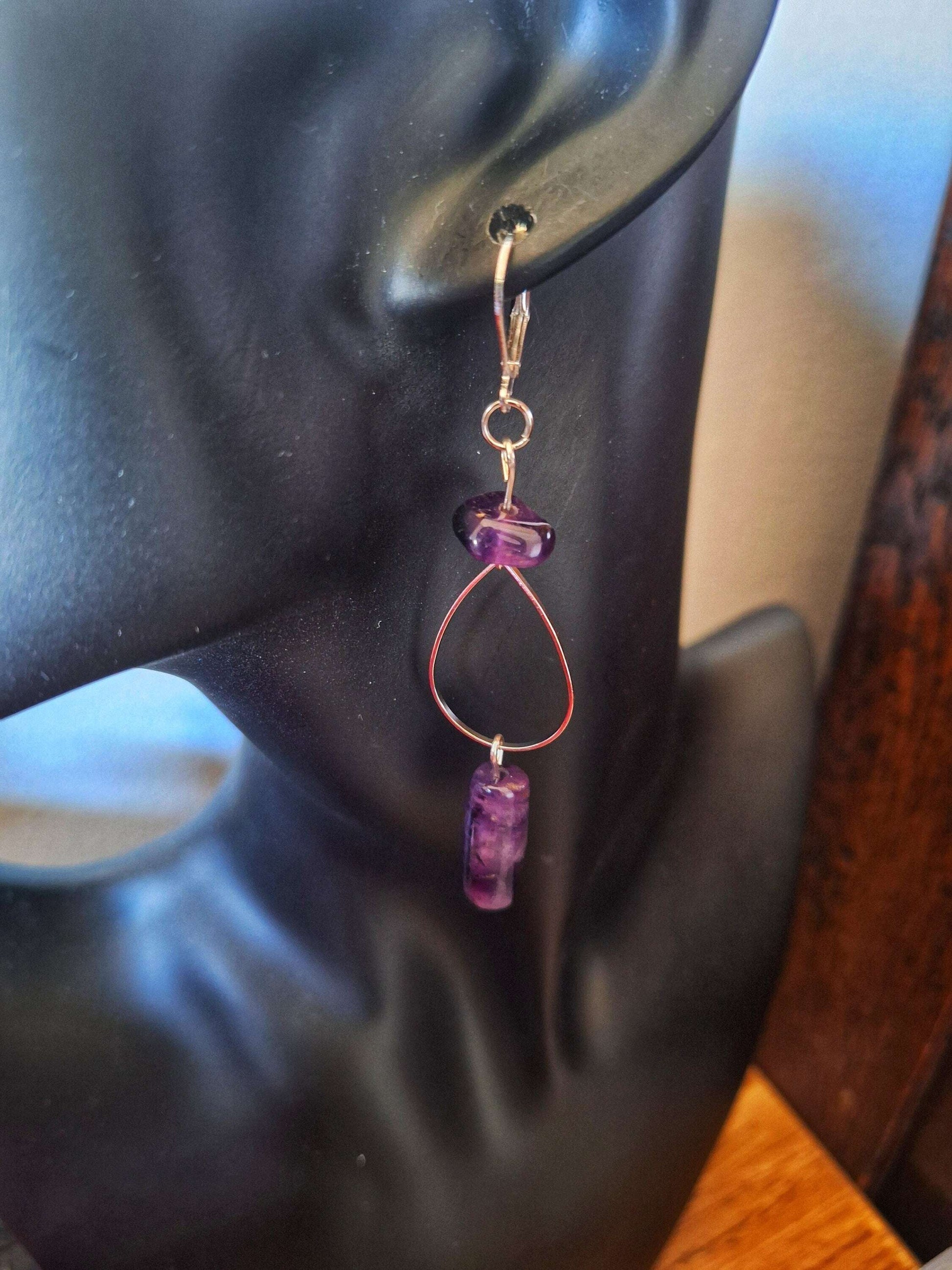 Iris Amethyst Drop Earrings with Sterling Silver Lever-Backs