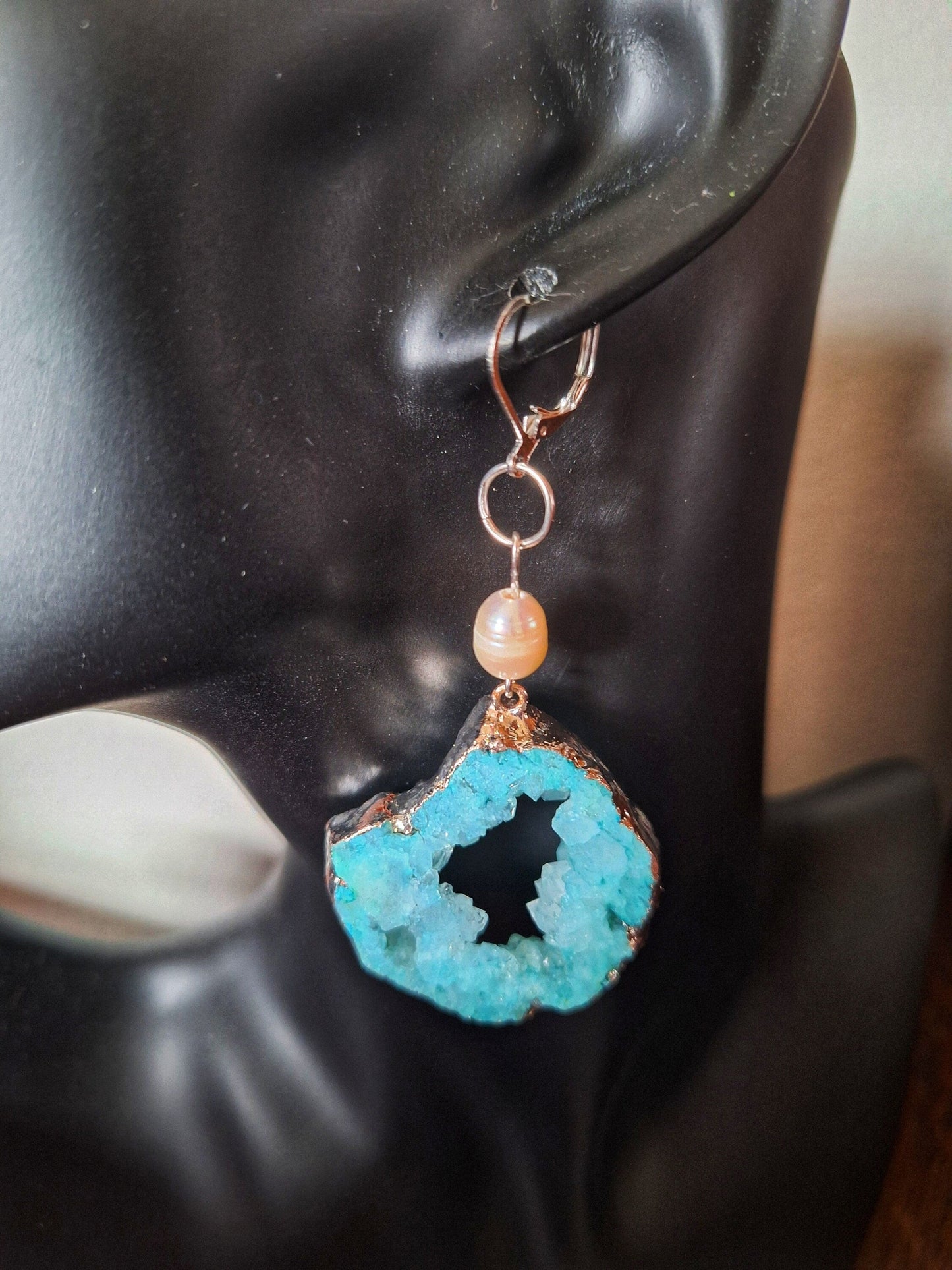 Pandora Green Quartz and Pearl Earrings with Sterling Silver, 70mm Long