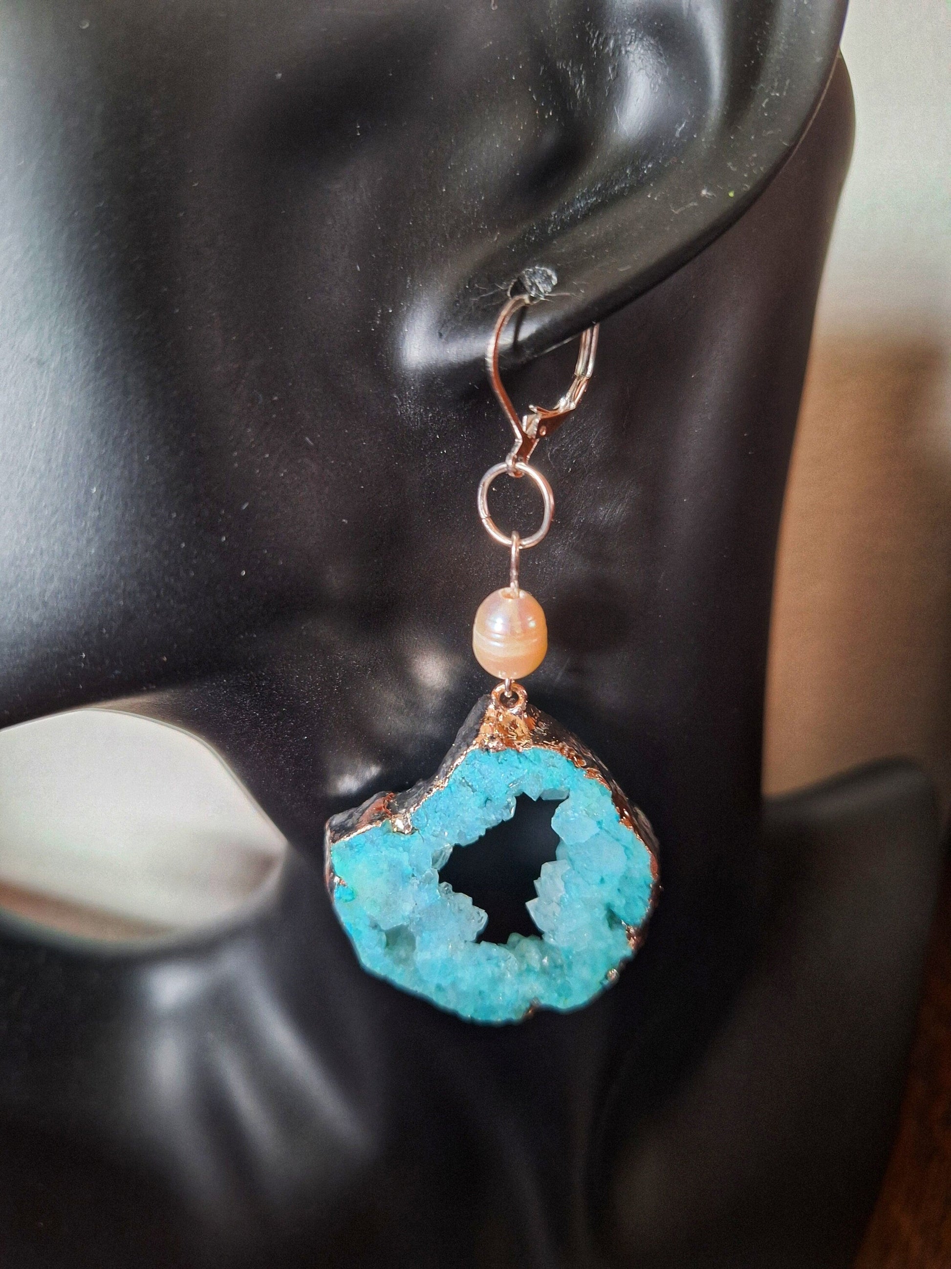 Pandora Green Quartz and Pearl Earrings with Sterling Silver, 70mm Long