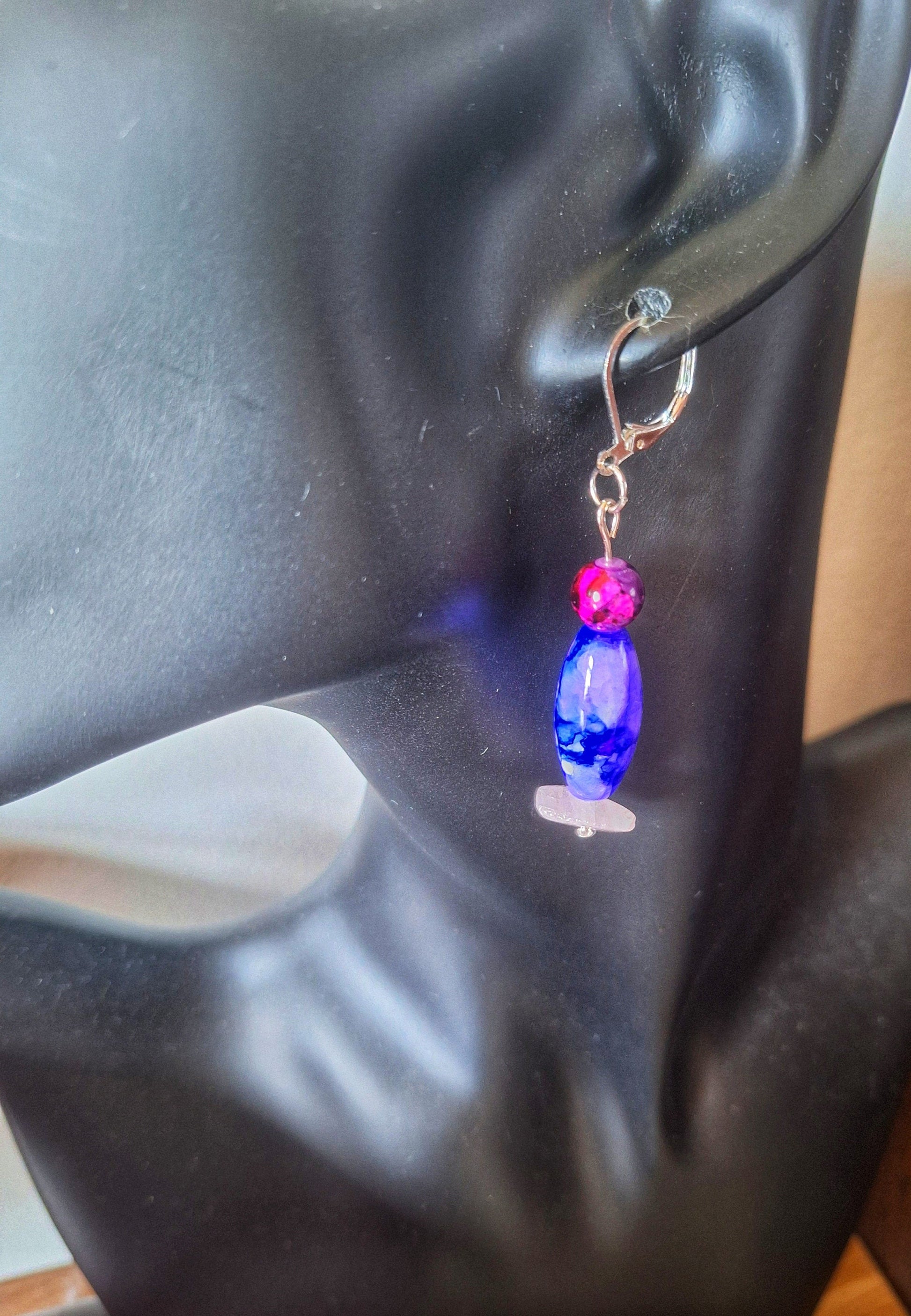 Freya Mismatched Earrings with repurposed glass beads and sterling silver lever backs.