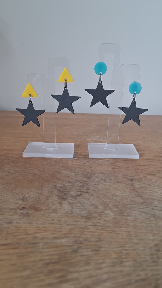 Lazarus Black Star Earrings