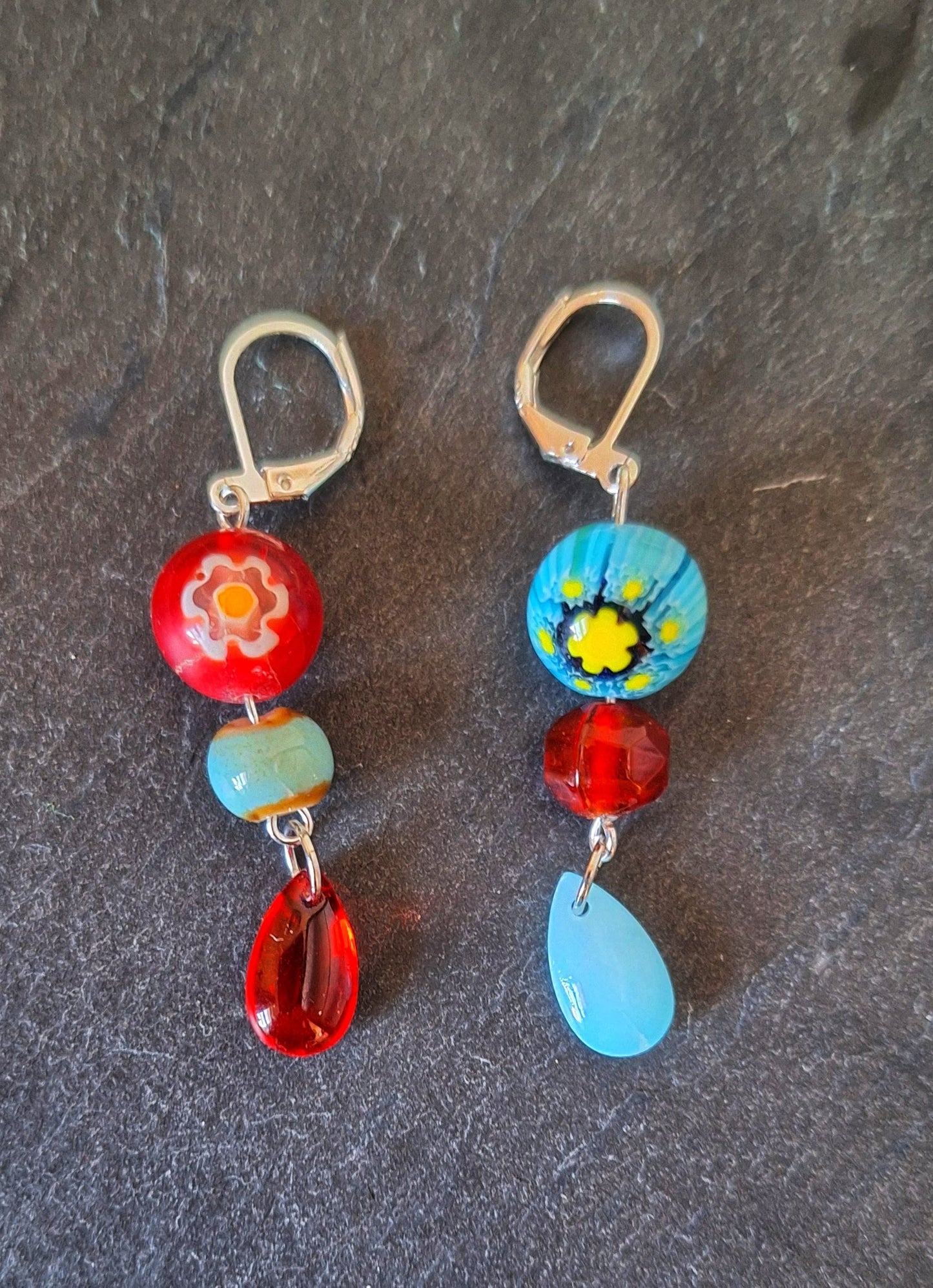 Serafina Mismatched Red and Blue Earrings