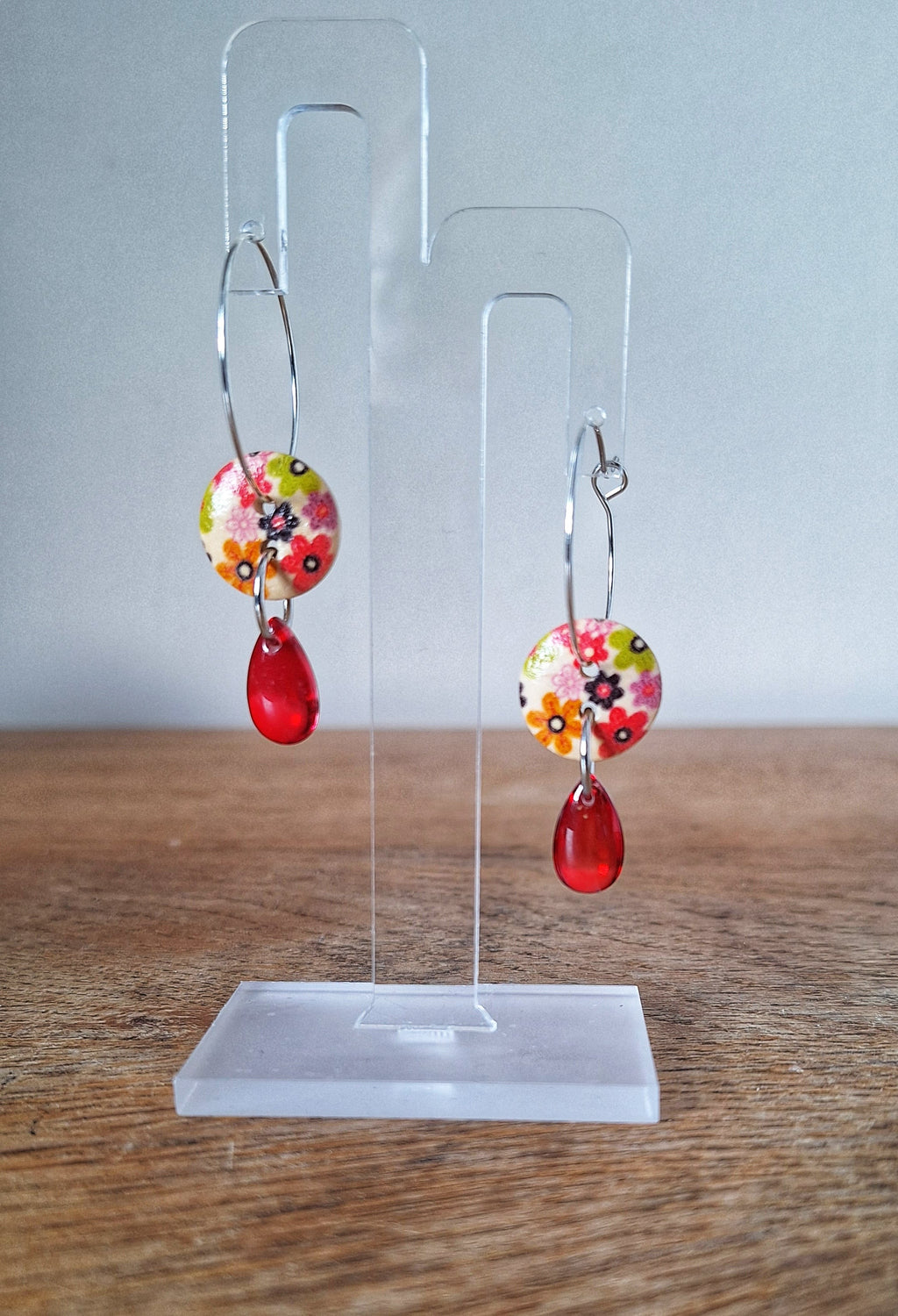 Meriel Silver Button Hoops