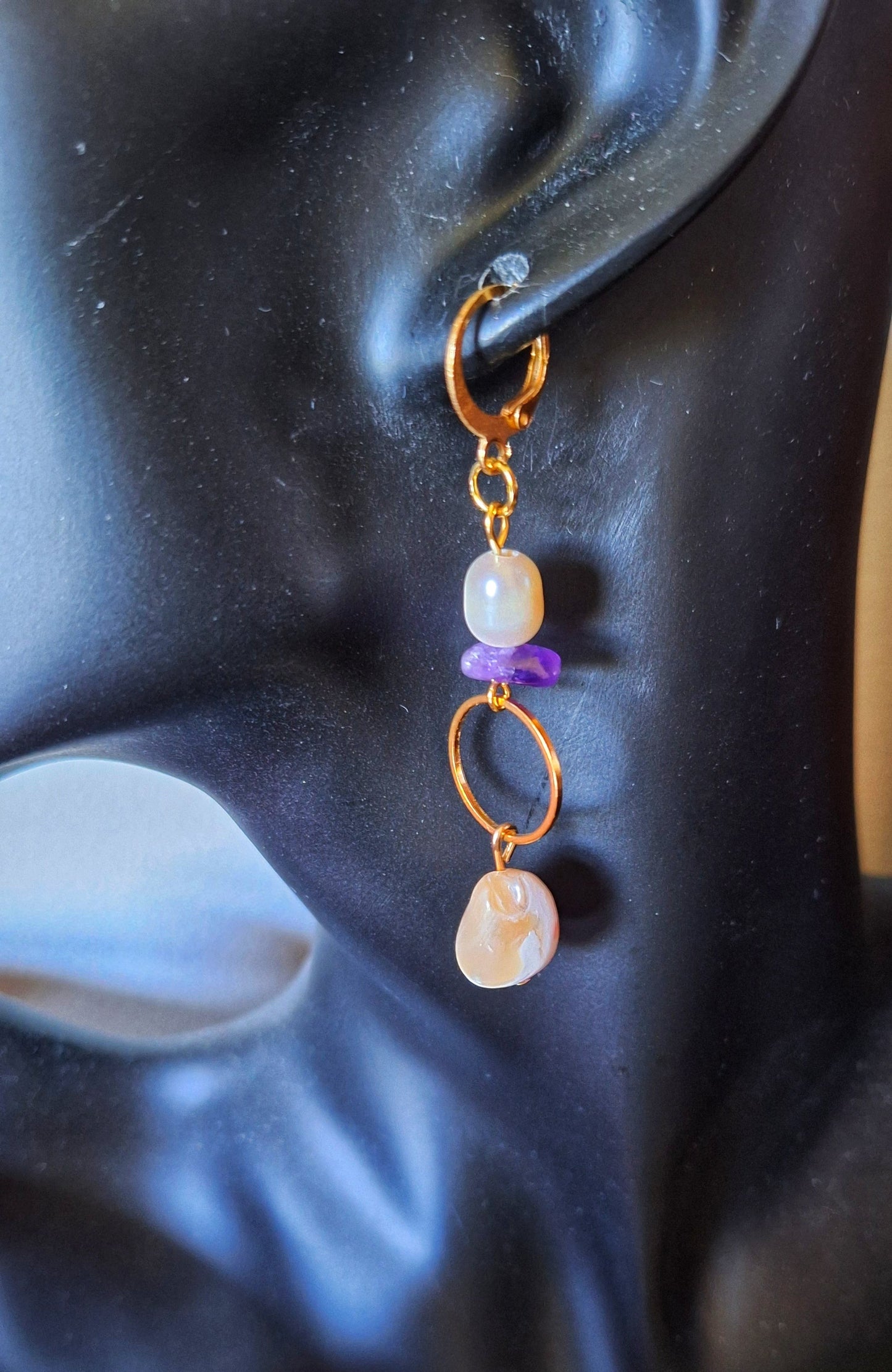 Claudia Pearl and Amethyst Earrings