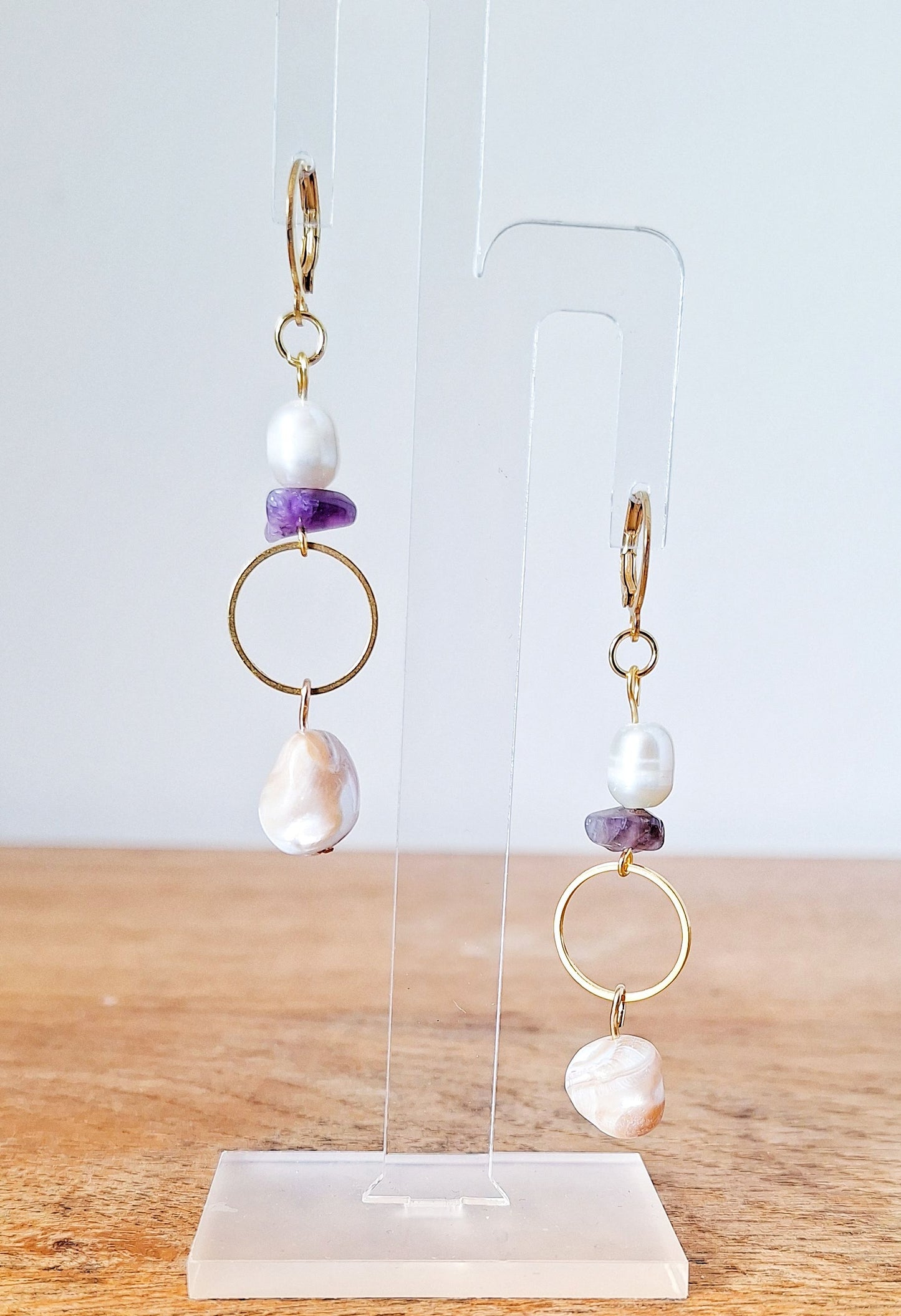 Claudia Pearl and Amethyst Earrings