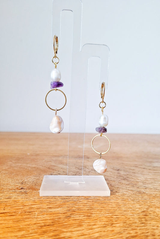 Claudia Pearl and Amethyst Earrings