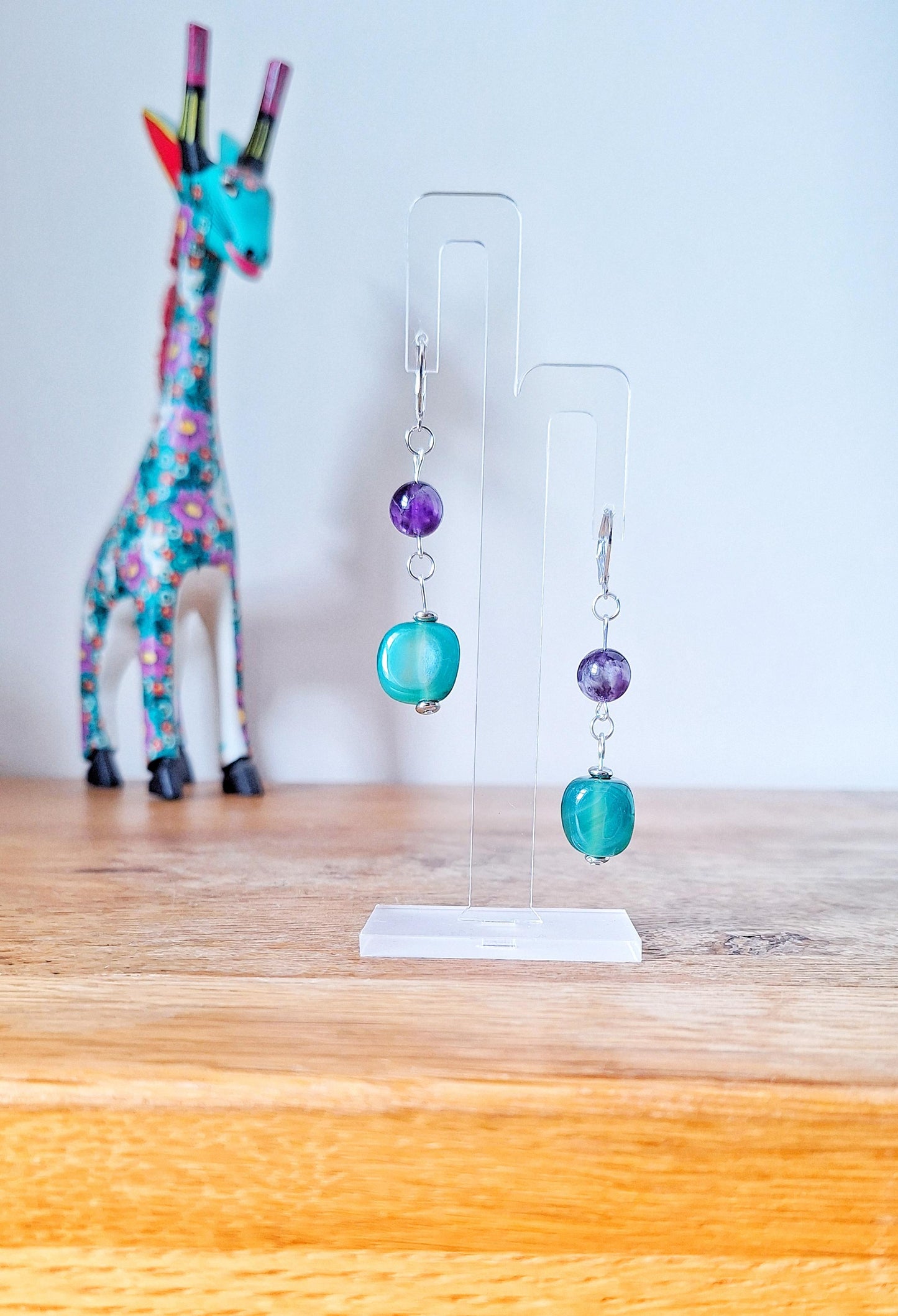 Zoe Amethyst and Green Quartz Earrings