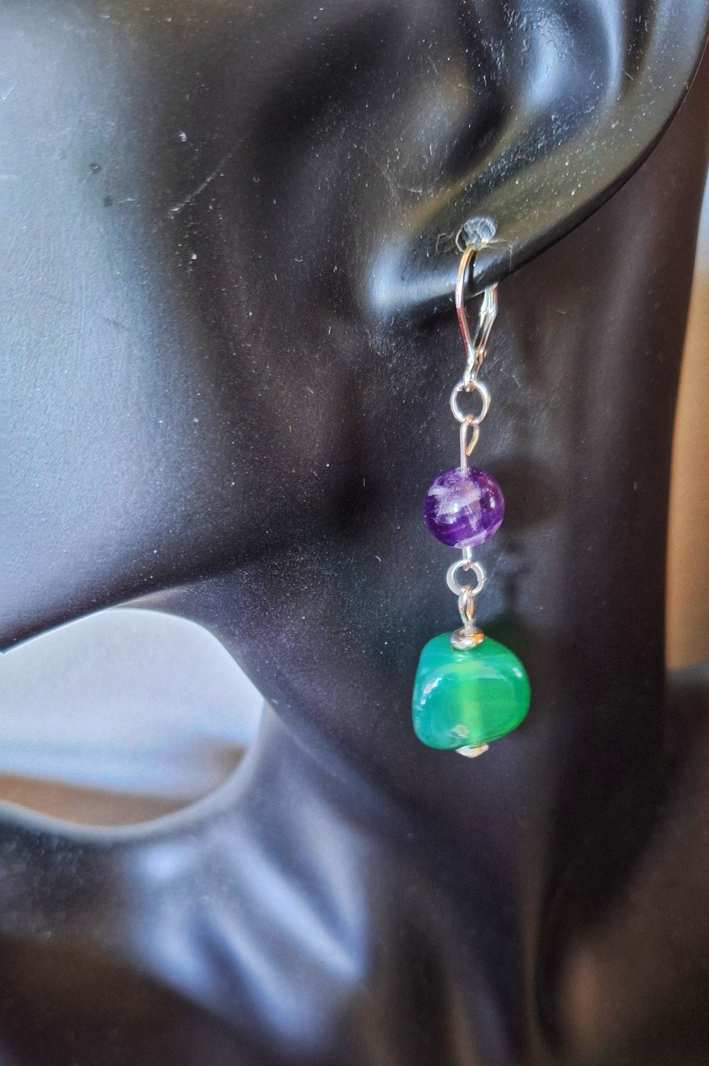 Zoe Amethyst and Green Quartz Earrings