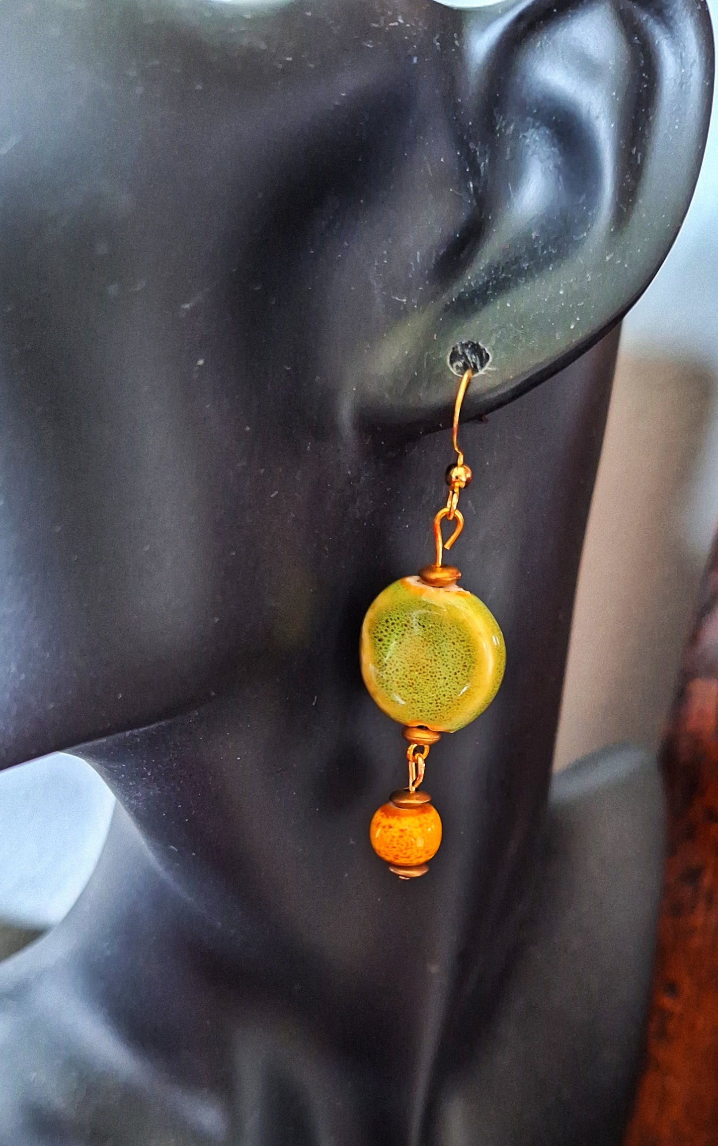 Calie Green and Yellow Ceramic Earrings