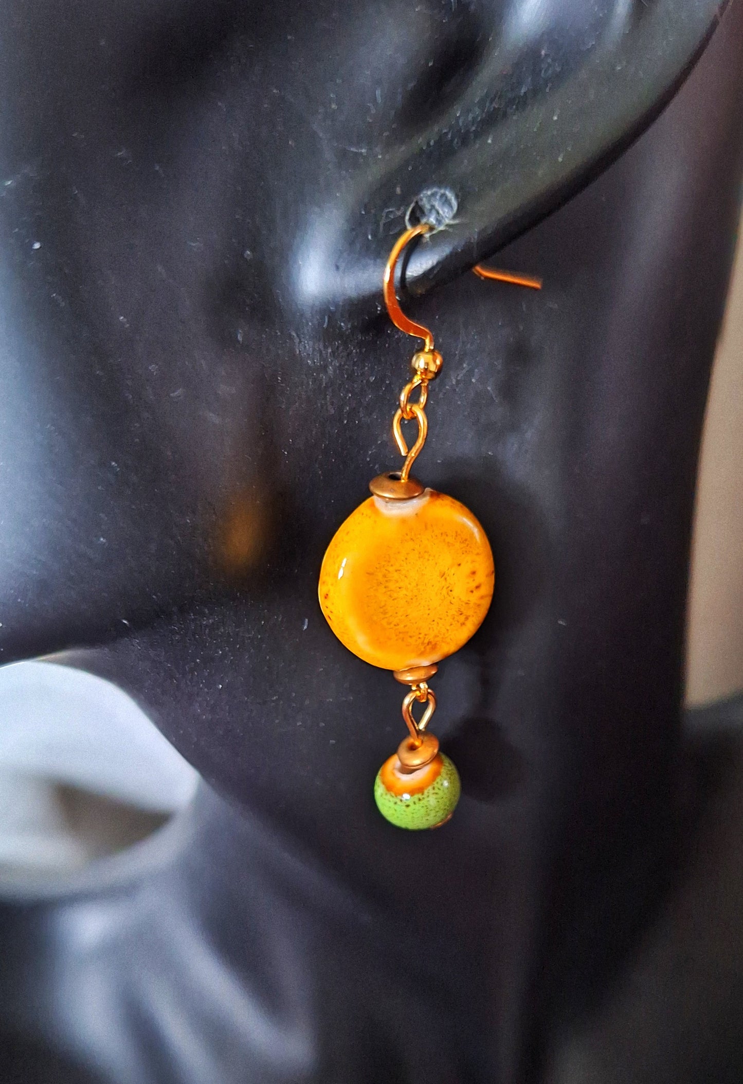 Calie Green and Yellow Ceramic Earrings