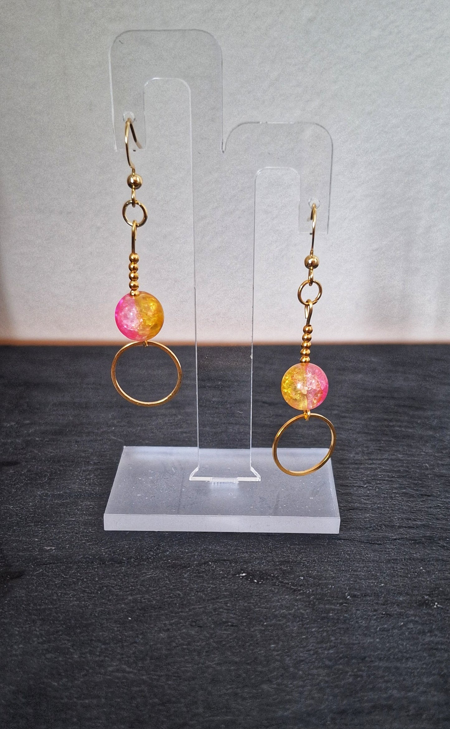 Gilda Pink and Yellow Earrings