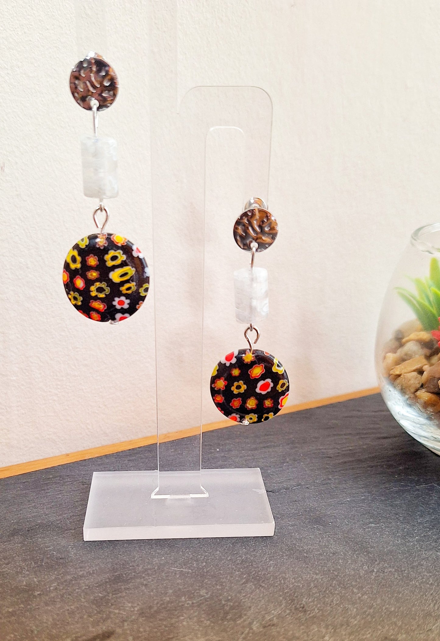 Dahlia Black and White Earrings