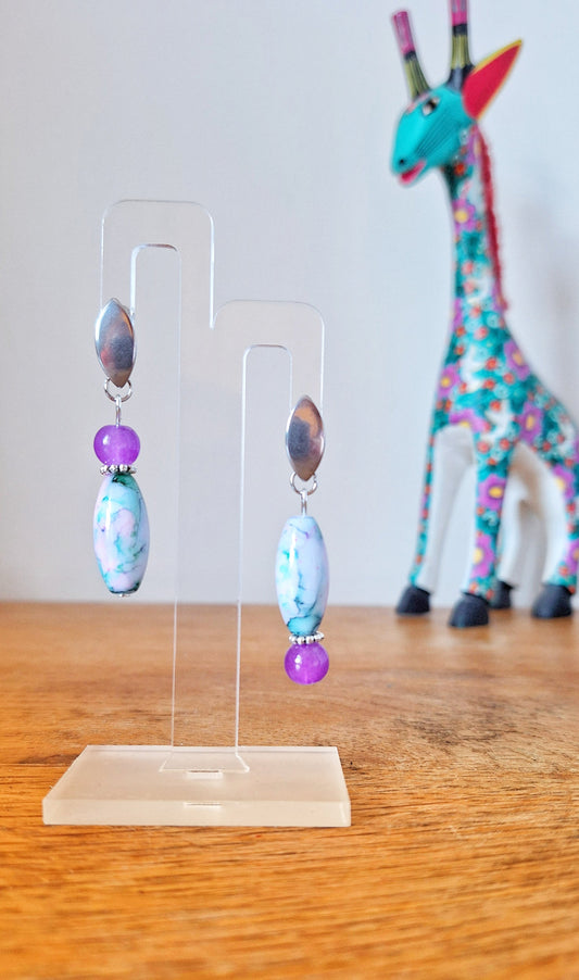 Lucy Green and Purple Earrings