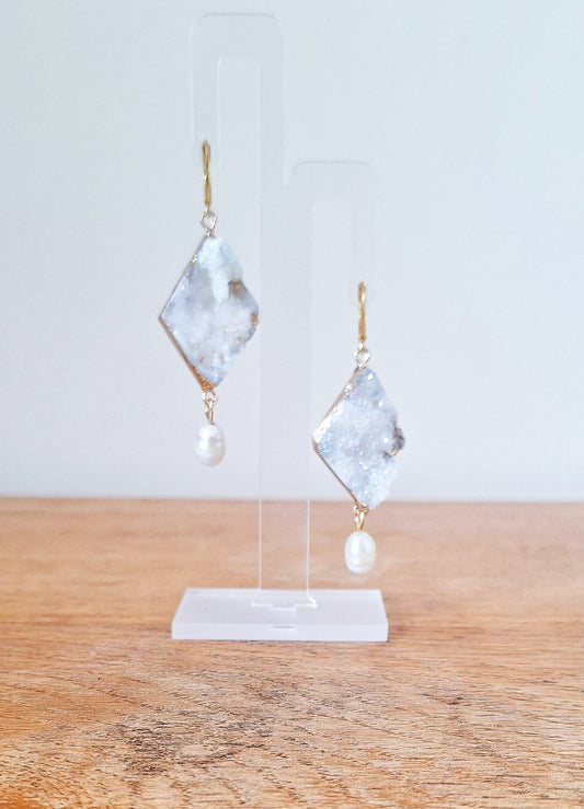 Luna Quartz and Pearl Earrings