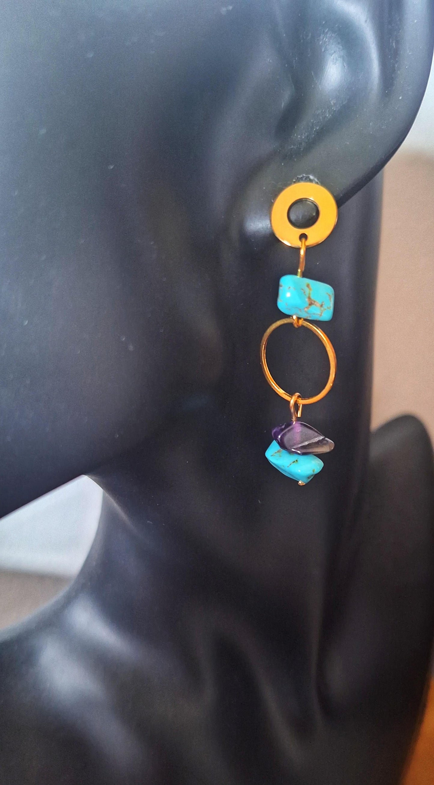 Tamara Turquoise and Amethyst Earrings