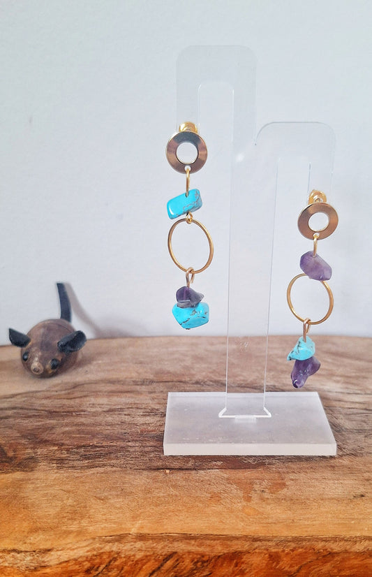 Tamara Turquoise and Amethyst Earrings