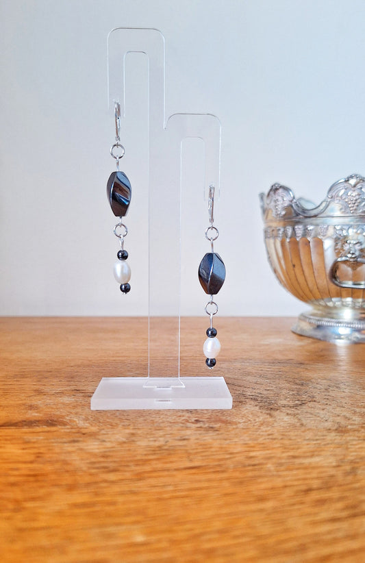 Paige Pearl and Hematite Earrings