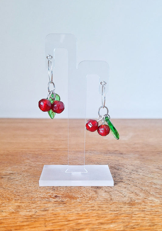 Cherry Red Hoops (Silver)