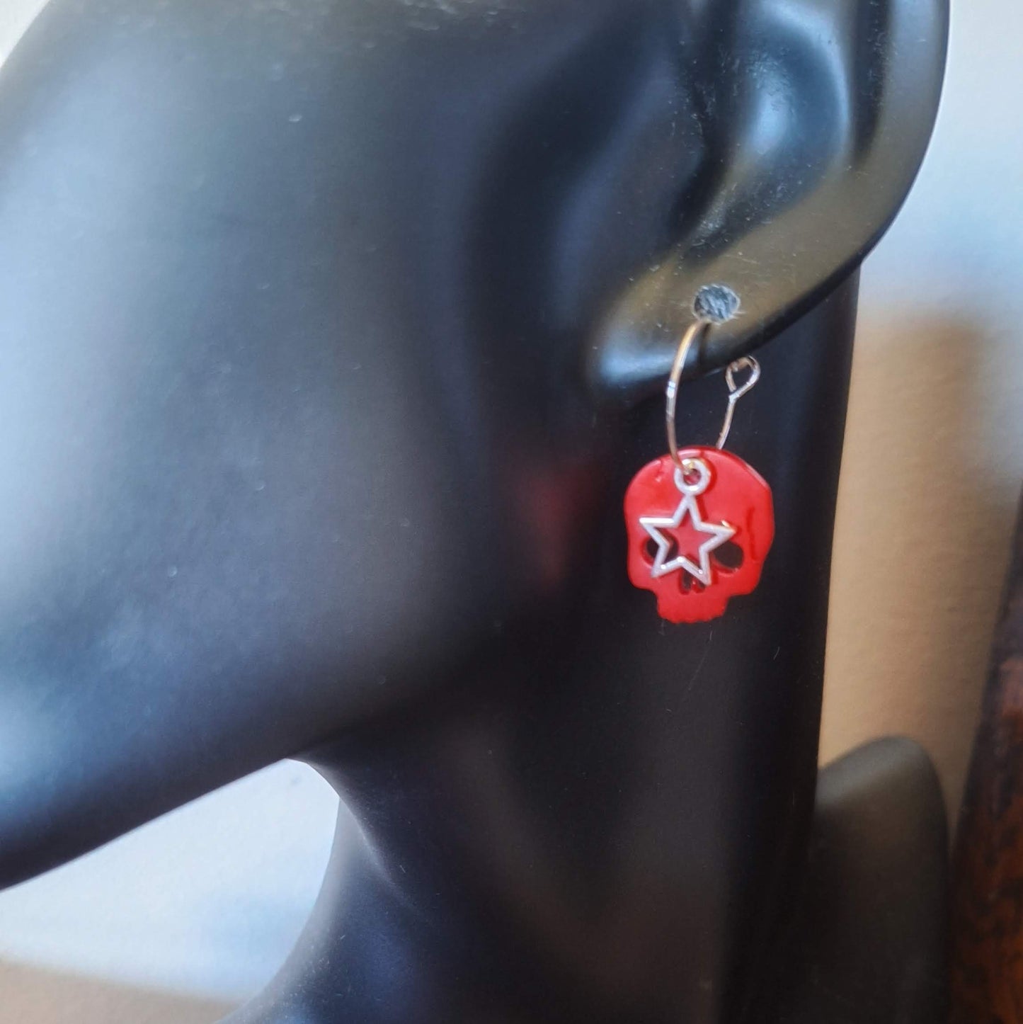 Red Skull Star Earrings