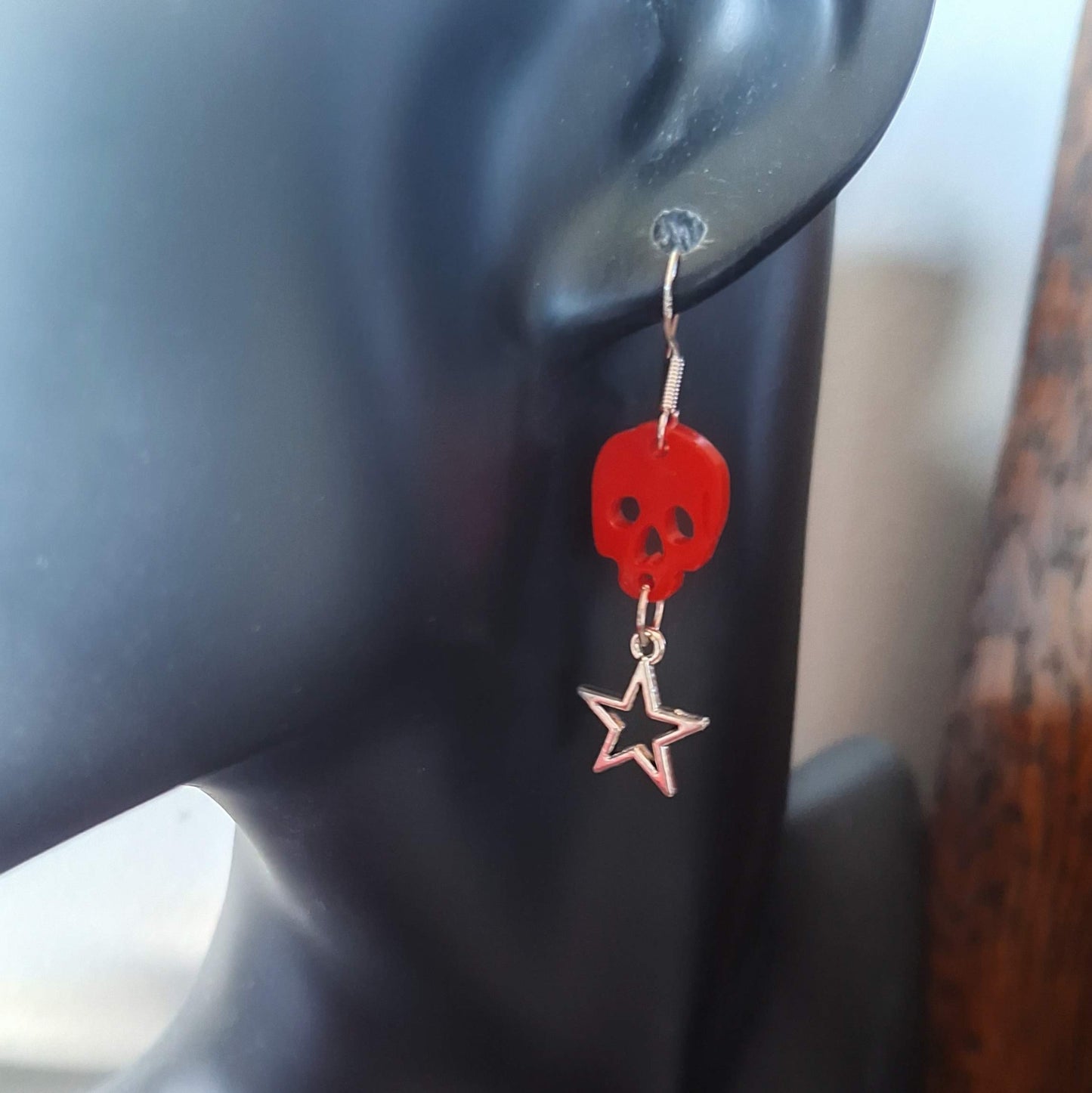 Red Skull Star Earrings