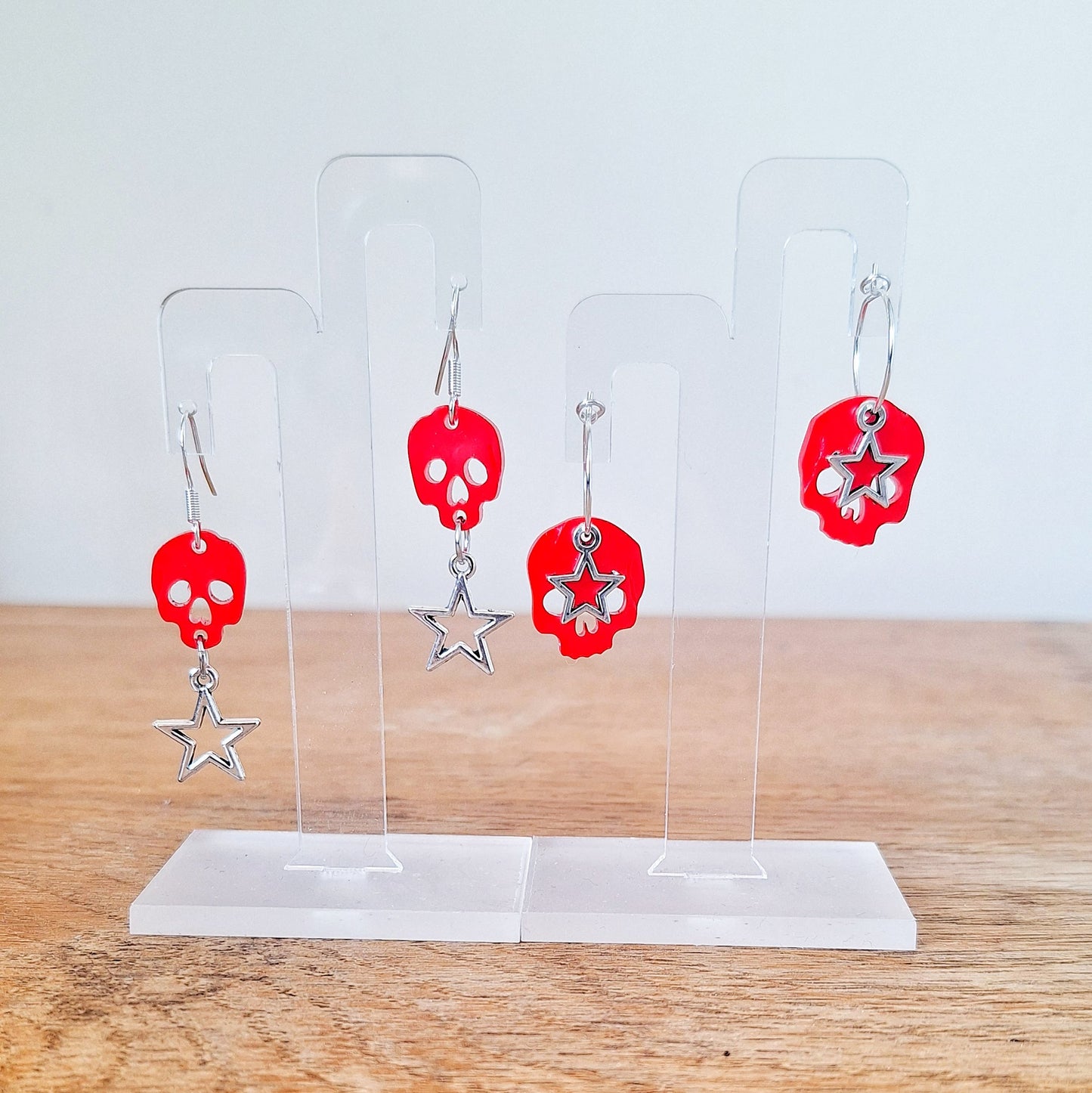 Red Skull Star Earrings