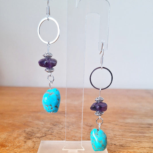 Joda Turquoise and Amethyst Earrings