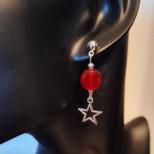 Ruby Star Earrings