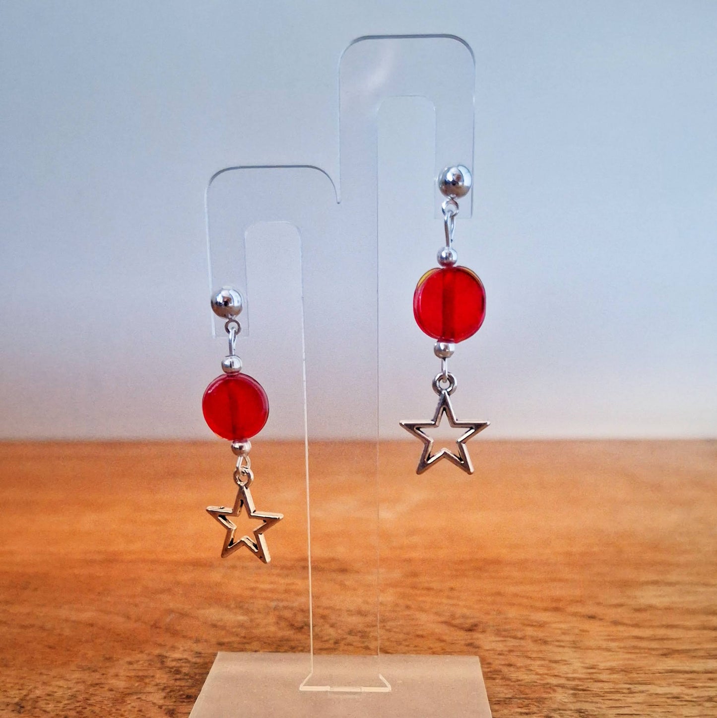 Ruby Star Earrings