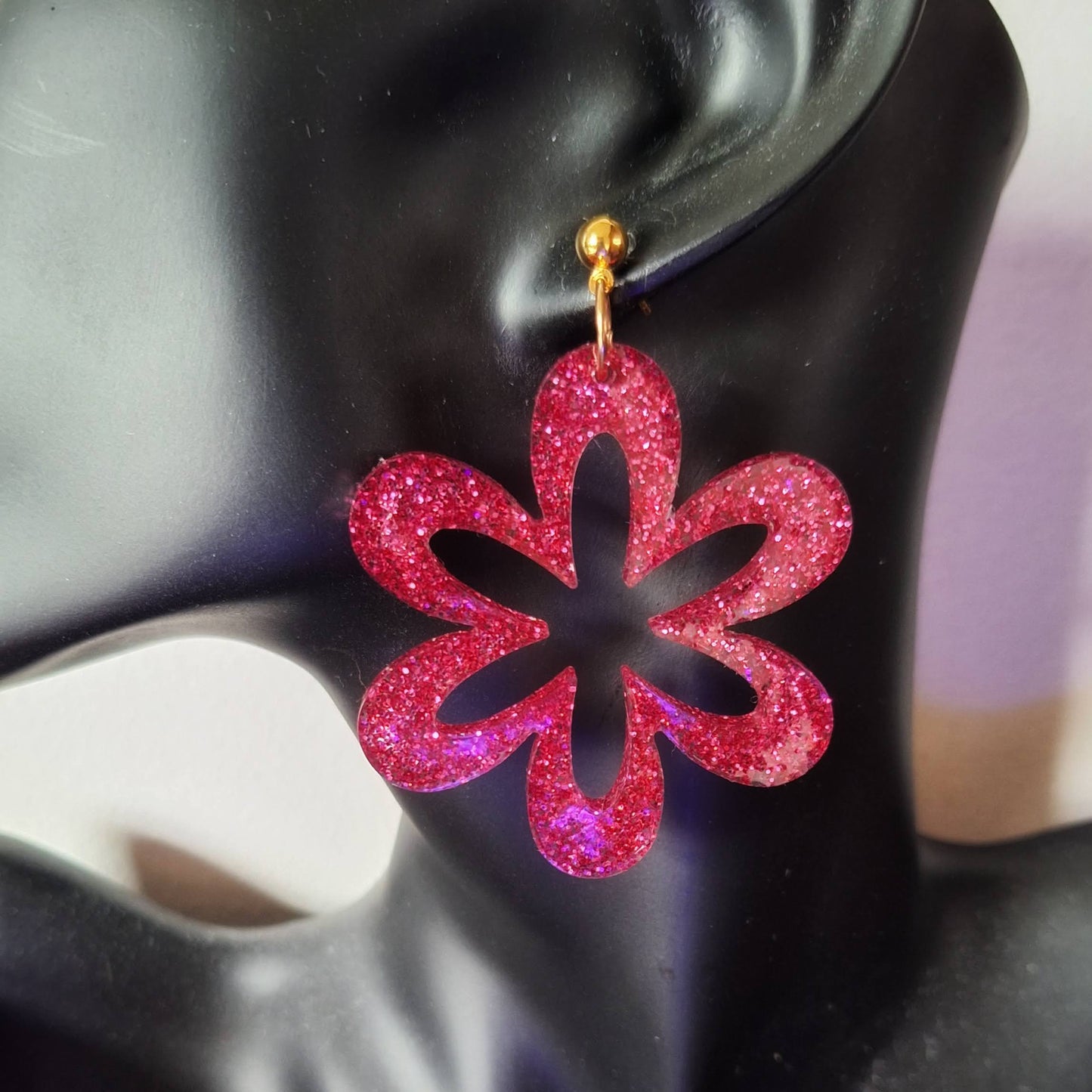 Dianthus Pink Flower Earrings