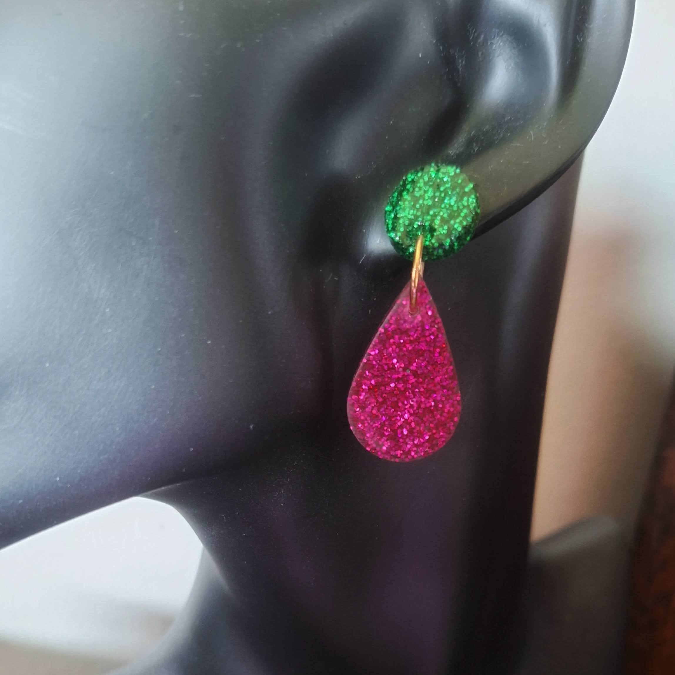 Vanessa Pink and Green Earrings