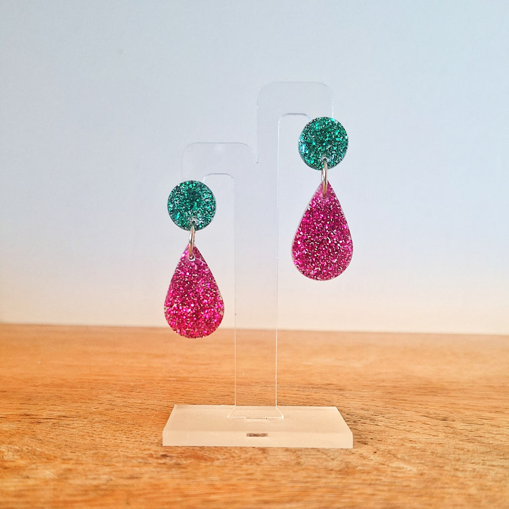 Vanessa Pink and Green Earrings