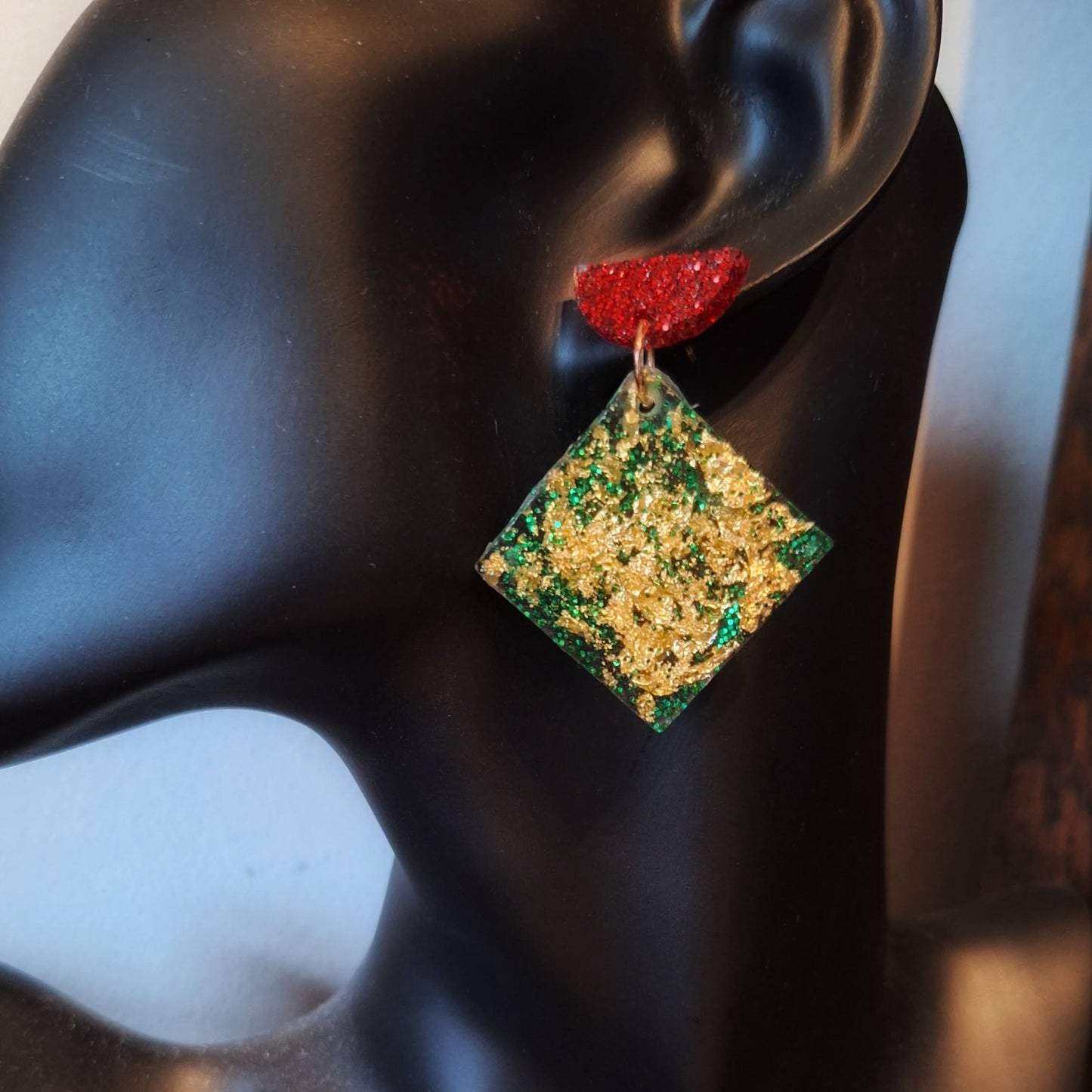 Holly Green & Red Earrings