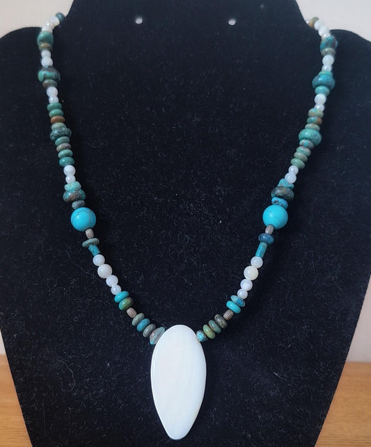 Turquoise, Moonstone and Shell Necklace