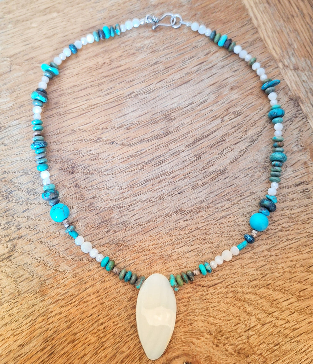 Turquoise, Moonstone and Shell Necklace