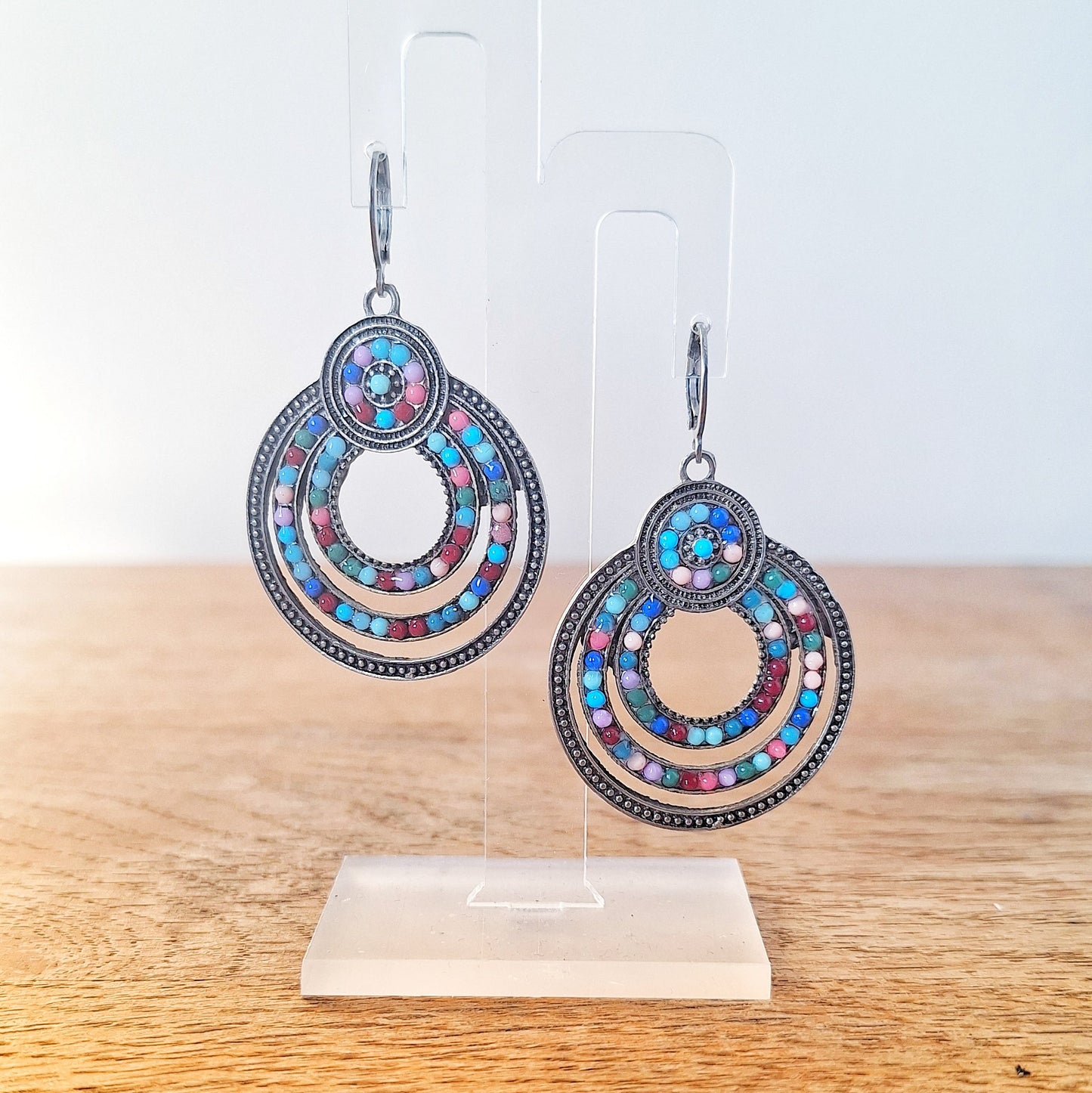 Vintage Beaded Hoop Earrings