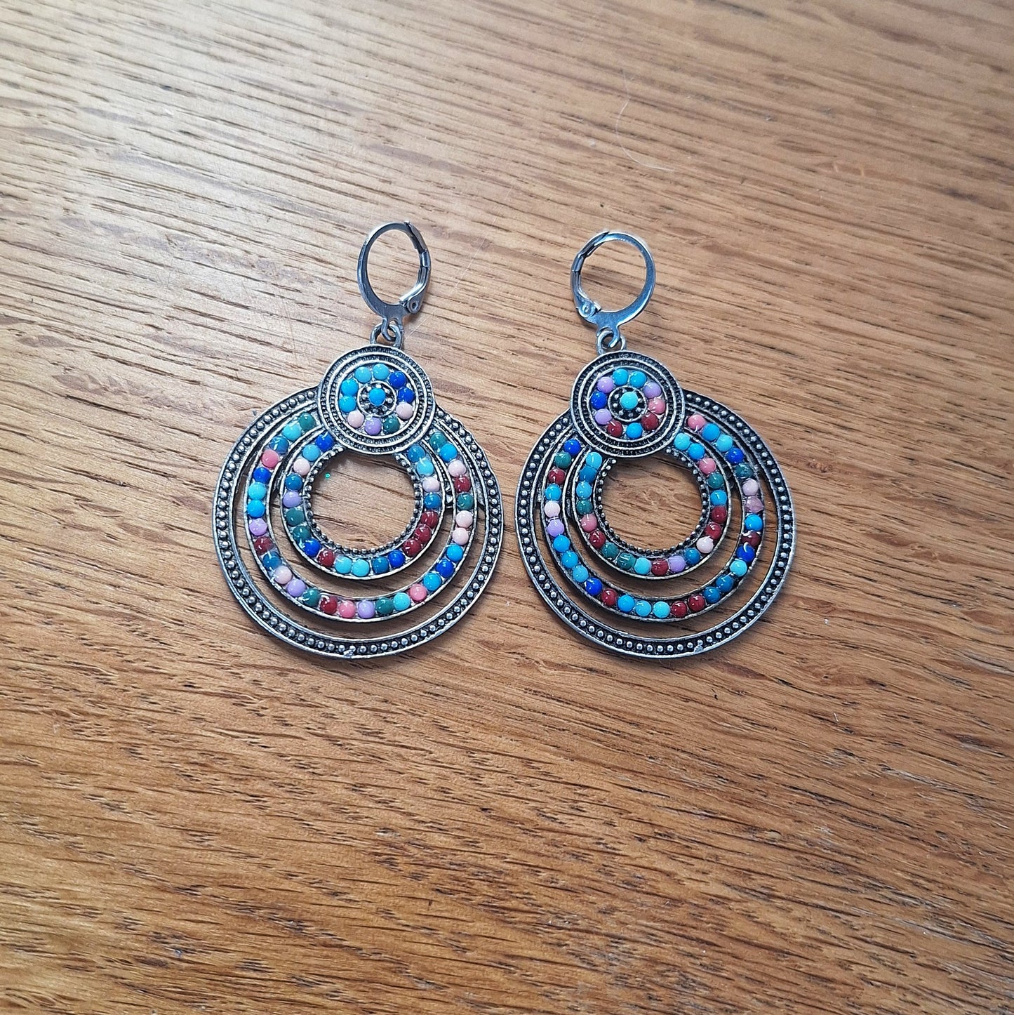 Vintage Beaded Hoop Earrings