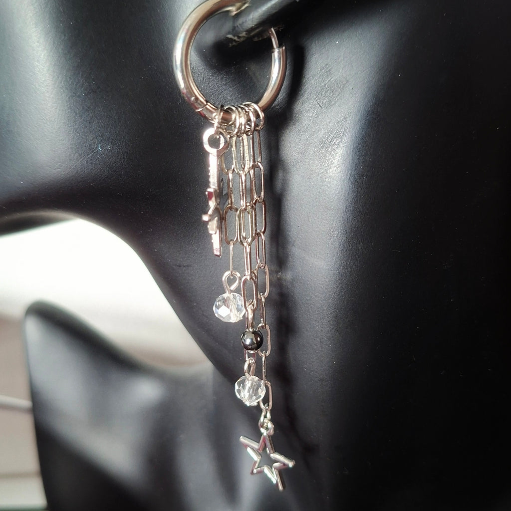 100m long statement hoop star earrings