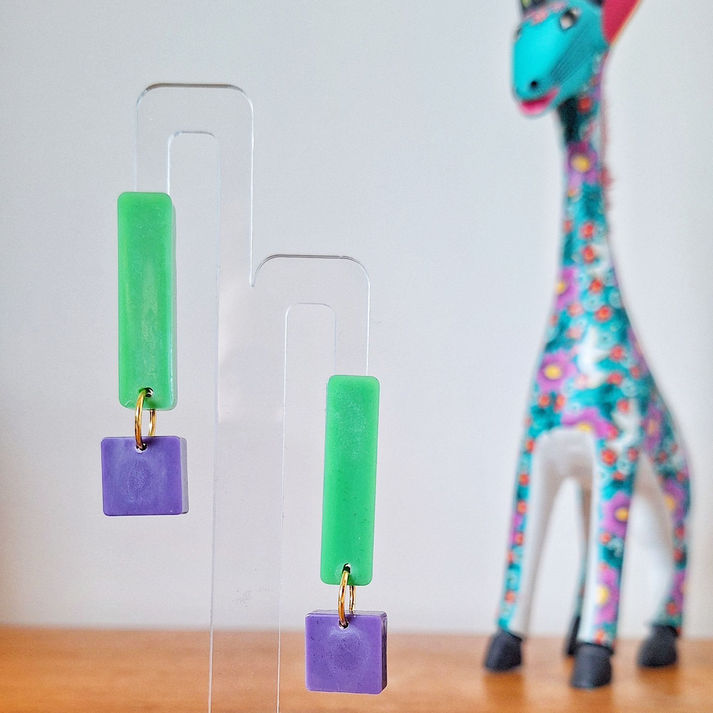 Nicole Lilac and Green Earrings