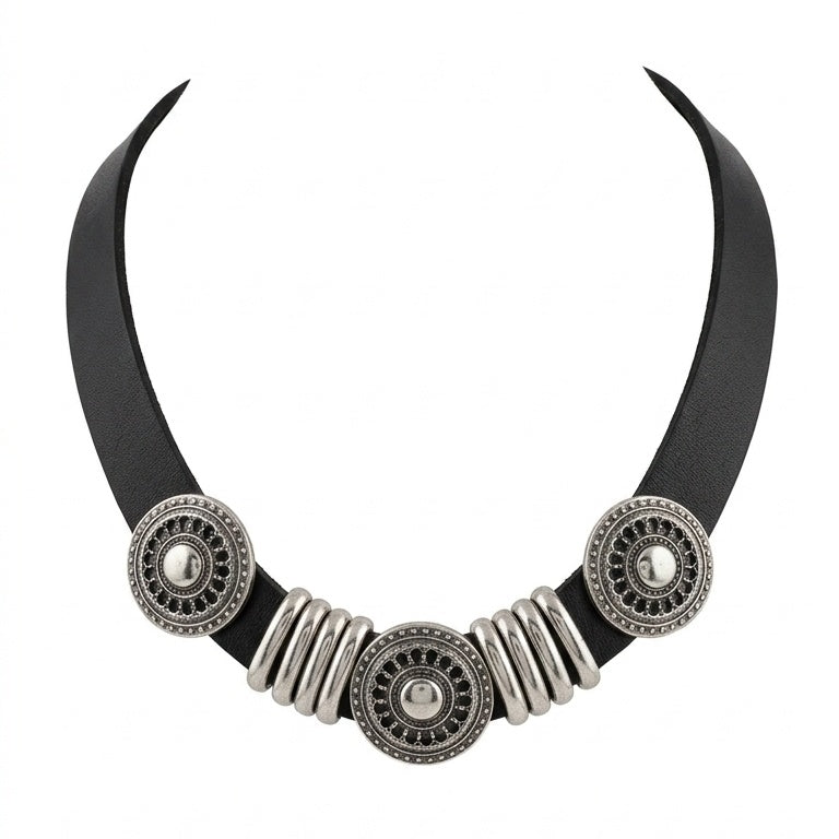 1980s Fiocchi Leather Statement Choker