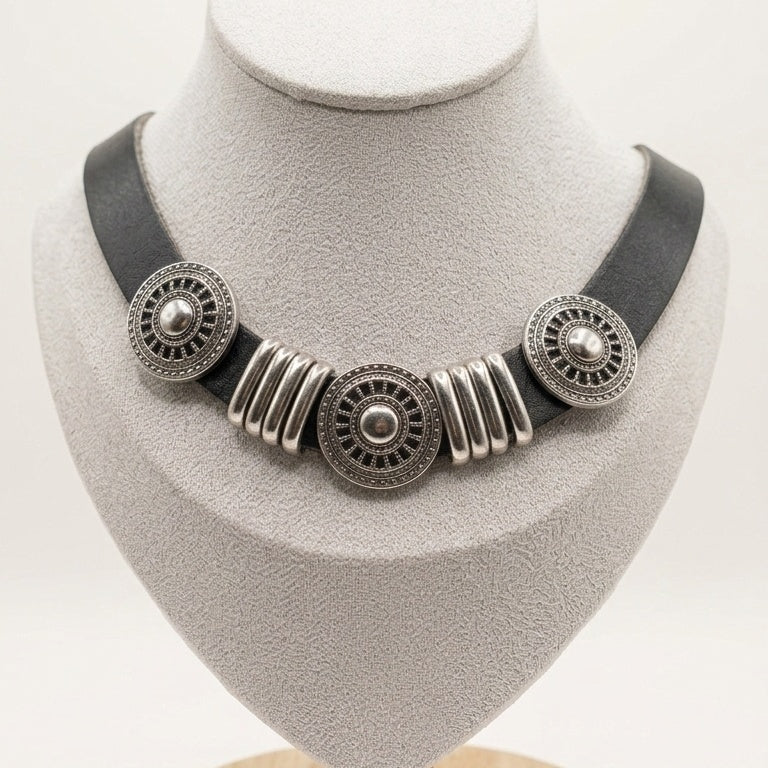 1980s Fiocchi Leather Statement Choker