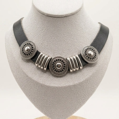1980s Fiocchi Leather Statement Choker