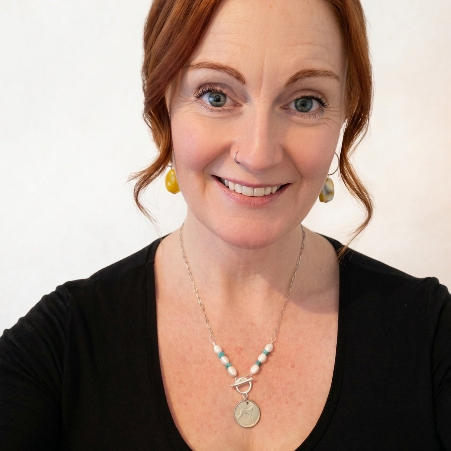 1946 Irish 6d Sixpence Necklace with pearls and turquoise.